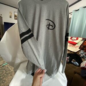 Disney Gray Long Sleeve Men's Tee with Black Accents